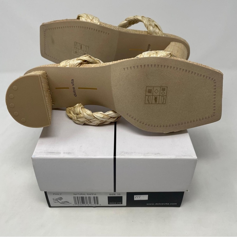 Dolce Vita Pailey Natural Raffia Woven High Heel Slide Sandals - NWT - Picture 11 of 12